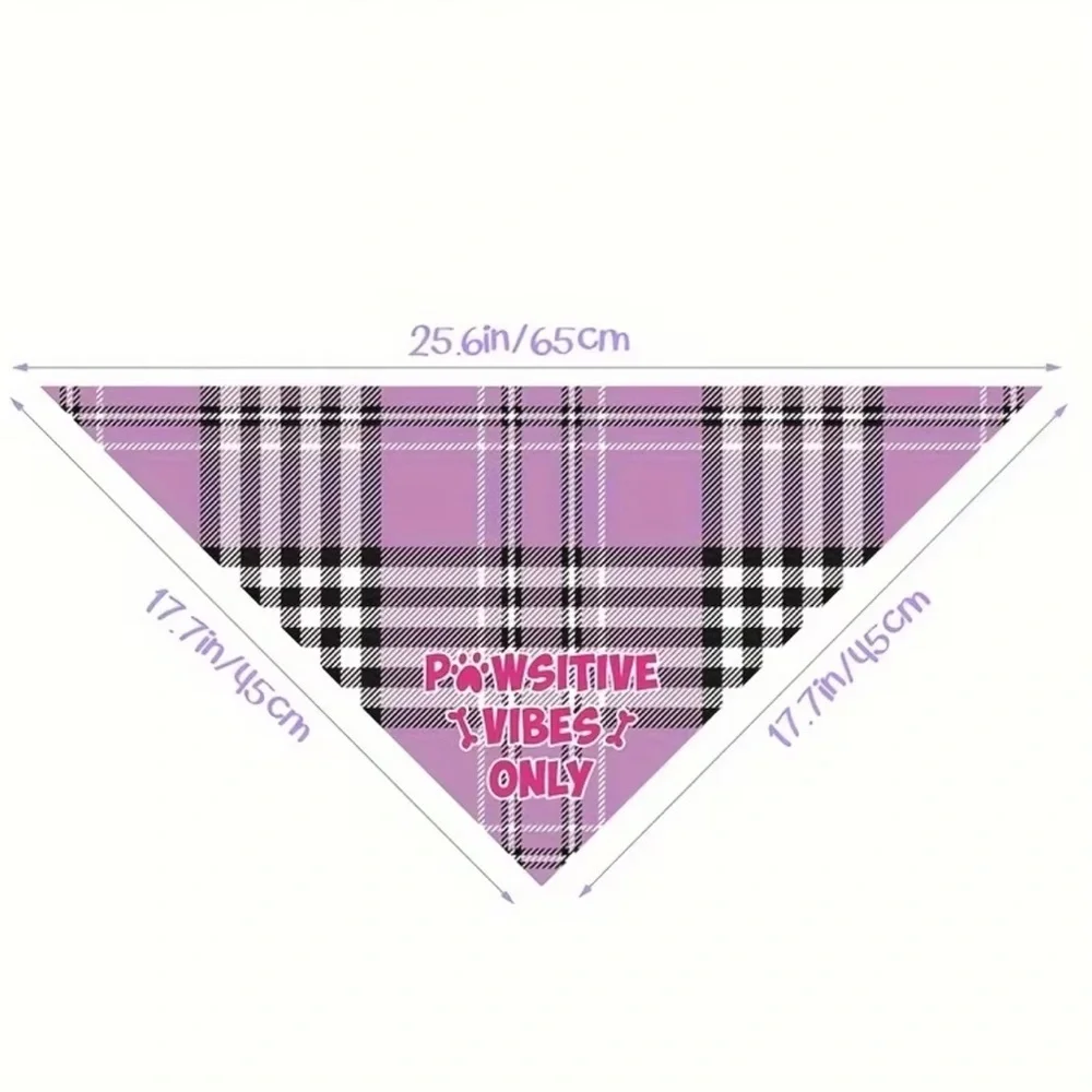 Pet Bandana Black & Gray/Pink Plaid with Caption 'Warning: Cuteness Overload' OS